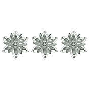 Elico . Jeweled 3D Metal Art Flower Wall Sculpture Set of 3