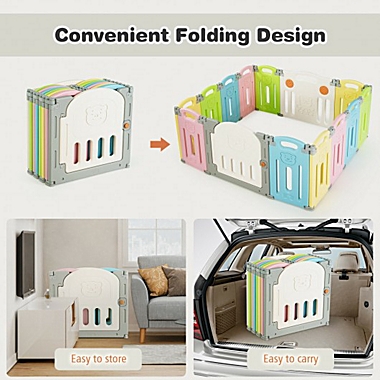Costway Foldable Baby Playpen 14 Panel Activity Center Safety Play Yard-Multicolor. View a larger version of this product image.