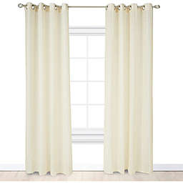 Juvale Ivory Grommet Curtain Panels, Sheer Linen Curtains (54 x 84 in, 2 Pack)