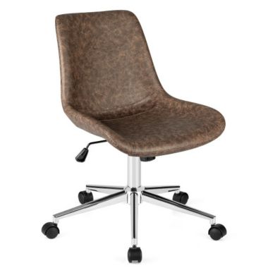 Slickblue Leather Armless Adjustable Mid-Back Office Chair. View a larger version of this product image.