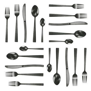 MegaChef Baily 20 Piece Flatware Utensil Set, Stainless Steel Silverware Metal Service for 4 in Black. View a larger version of this product image.