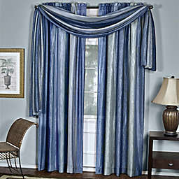 GoodGram Royal Ombre Crushed Semi Sheer Complete 3 Piece Window Curtains & Scarf Set - 42 in. W x 84 in. L, Blue