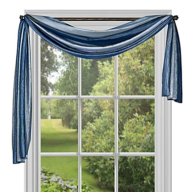 GoodGram Royal Ombre Crushed Semi Sheer Complete 3 Piece Window Curtains & Scarf Set - 42 in. W x 84 in. L, Blue. View a larger version of this product image.