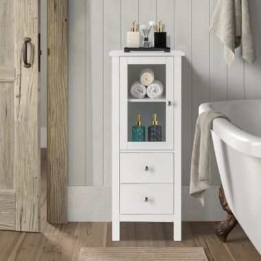 Stock Preferred White Nordic 2-Drawer Bathroom Cabinet. View a larger version of this product image.
