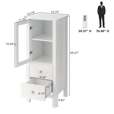 Stock Preferred White Nordic 2-Drawer Bathroom Cabinet. View a larger version of this product image.