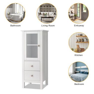 Stock Preferred White Nordic 2-Drawer Bathroom Cabinet. View a larger version of this product image.