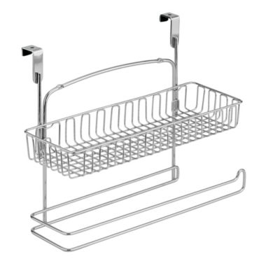 mDesign Over Cabinet Paper Towel Holder with Multi-Purpose Shelf - Chrome. View a larger version of this product image.