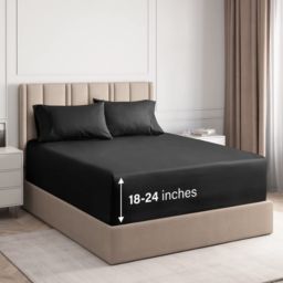 CGK Unlimited 4 Piece Deep Pocket Microfiber Sheet Set - Queen - Black