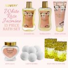 Alternate image 1 for Lovery Bath And Body Gift Basket - White Rose & Jasmine - Home Spa 13pc set