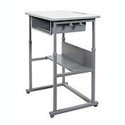 Offex STUDENT-M Student Manual Adjustable Desk - Light Gray/Medium Gray
