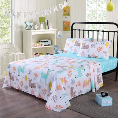 MarCielo 100% Cotton Sheets Full Size Kids Sheets for Girls Teens Children Sheets Bed Sheets Deer. View a larger version of this product image.