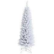 Costway 5-Foot Unlit Artificial Slim Pencil Christmas Tree with Metal Stand White