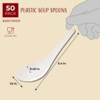 Alternate image 1 for Juvale 50-Pack Disposable Plastic Chinese Asian Soup Spoons For Appetizer, Ramen, Pho, 5.5 x 1.5 Inches, White