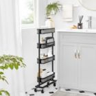 Alternate image 2 for SONGMICS Slim Storage Cart, 4-Tier Slide-Out Trolley for Small Spaces, Bathroom and Kitchen, with Wire Baskets, Space Saving, Easy Assembly, Black