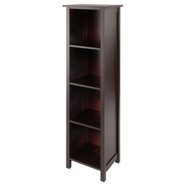 Milan Narrow 4-Section Storage Shelf, Walnut. View a larger version of this product image.