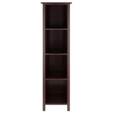 Milan Narrow 4-Section Storage Shelf, Walnut. View a larger version of this product image.