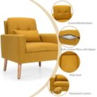 Alternate image 2 for Slickblue Linen Fabric Single Sofa Armchair with Waist Pillow for Living Room-Yellow