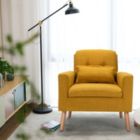 Alternate image 3 for Slickblue Linen Fabric Single Sofa Armchair with Waist Pillow for Living Room-Yellow