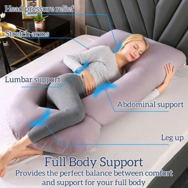 Stock Preferred 70x180cm J-Shape Body Pillow Belly Contoured in Gray. View a larger version of this product image.