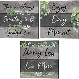 Great Art Now Grateful, Enjoy Every Moment & Worry Less, Live More by ND Art & Design 14-Inch x 14-Inch Canvas Wall Art (Set of 3)
