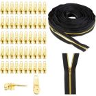 Alternate image 0 for Bright Creations Coil #3 Zippers with Replacement Sliders for Sewing (Gold, 25 Yards, 50 Pieces)