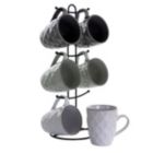Alternate image 0 for Elama Diamond Waves 6-Piece 12 oz. Mug Set with Stand, Assorted Colors