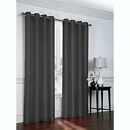 GoodGram Artisan Faux Silk Grommet Curtain Panel - 52 in. W x 84 in. L, Charcoal