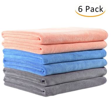 Infinity Merch Large Microfiber Bath Towel in 6-Pieces Coral, Blue & Gray. View a larger version of this product image.