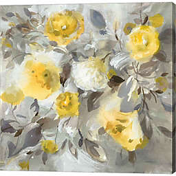 Metaverse Art Floral Uplift Yellow Gray by Danhui Nai 24-Inch x 24-Inch Canvas Wall Art