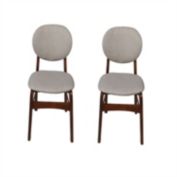 Ouuuhlala Lily Grey Rubber Wood Fabric Dining Chair with Brown Leg (Set of 2)