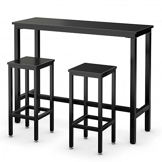 Costway 3 Pieces Bar Table Counter, Breakfast Bar Table And Stool Set