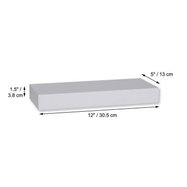 ITY International - Mini Individual Wooden Floating Shelf, 12" x 5.1" x 1.5",White. View a larger version of this product image.