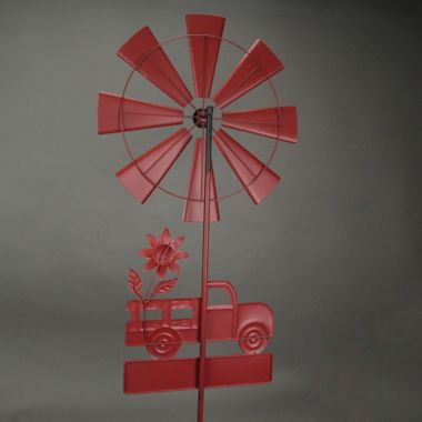 Direct International Farmhouse Style Red Farm Truck Windmill Spinner Welcome Garden Stake 72 Inches Outdoor Décor. View a larger version of this product image.