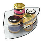 Alternate image 1 for mDesign Plastic Lazy Susan Cabinet Storage Bin with Front Handle, Smoke Tint