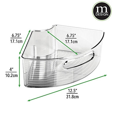 mDesign Plastic Lazy Susan Cabinet Storage Bin with Front Handle, Smoke Tint. View a larger version of this product image.