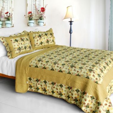 Blancho Bedding Autumn in Countryside Cotton 3PC Vermicelli-Quilted Patchwork Quilt Set (Full/Queen Size). View a larger version of this product image.