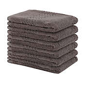 PiccoCasa Classic Basics Combed Cotton Washcloth Set of 6, 13 x 13 Inch, Simpli-Magic Soft and Absorbent 100% Cotton for Daily Use, Coffee Color