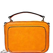 Boutique to You 7.5" Orange Textured Vegan Leather Crossbody Satchel