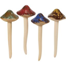 Juvale Miniature Ceramic Mushroom, Garden Decorations (2 x 5.3 in, 4 Pack)