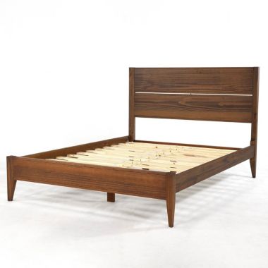 Slickblue King Size Rustic Walnut Mid Century Slatted Platform Bed. View a larger version of this product image.