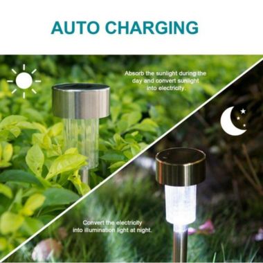 Inq Boutique 10pcs Garden Outdoor Stainless Steel LED Solar Landscape Path Lights Yard Lamp. View a larger version of this product image.