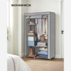 Alternate image 2 for SONGMICS Portable Closet, Clothes Storage Organizer with 6 Shelves, 1 Clothes Hanging Rail, Non-Woven Fabric Closet, Metal Frame, Herringbone Pattern, 17.7 x 41.3 x 66.1 Inches, Gray
