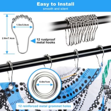 Vicyak Boho Farmhouse Fabric Shower Curtain 72x72 Inches, Machine Washable, Wrinkle Free, Waterproof Weighted Thick Bathroom Shower Curtain Set with Metal Grommet Hooks, white. View a larger version of this product image.