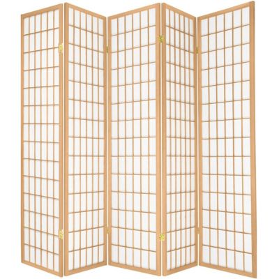 Legacy Decor 5 Panel Japanese Oriental Style Room Screen Divider Natural Color