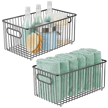 mDesign Metal Bathroom Storage Organizer Basket Bin, 2 Pack. View a larger version of this product image.