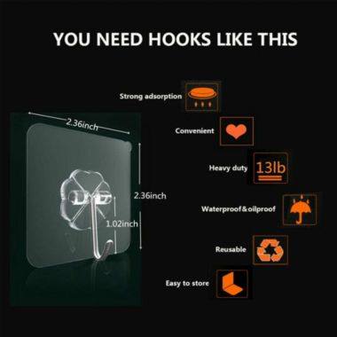 Kitcheniva 20pcs Self Adhesive Hooks Heavy Duty Wall Seamless Hanger Stainless Steel Style 2. View a larger version of this product image.