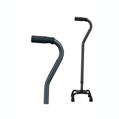 Carex Health Brands Quad Cane with Small Base - Adjustable Height Quad Cane and Walking Stick with Small Base - Holds Up to 250 Pounds, Black, Universal. View a larger version of this product image.