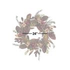 Alternate image 1 for Kurt Adler Artificial Berries and Pinecones Burgundy Rattan Wreath Christmas Decoration, Brown, 24"