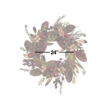Kurt Adler Artificial Berries and Pinecones Burgundy Rattan Wreath Christmas Decoration, Brown, 24". View a larger version of this product image.