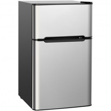Costway 3.2 cu ft. Compact Stainless Steel Refrigerator-Gray. View a larger version of this product image.